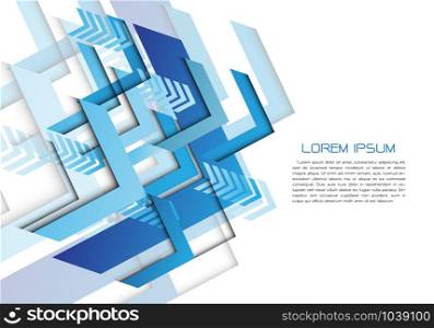 Abstract blue arrow direction geometric on white with black text design modern futuristic background vector illustration.