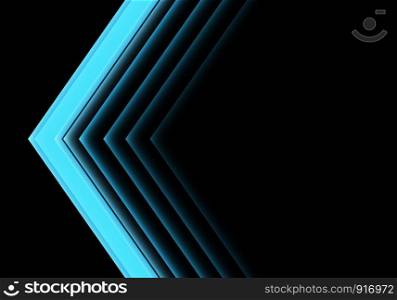 Abstract blue arrow light neon direction on black design modern futuristic background vector illustration.
