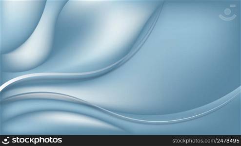 Abstract blue background 3D fluid wave gradient shapes pattern with lines elements. Vector illustration