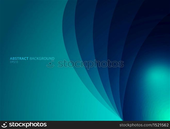 Abstract blue background curved layers with shadow and space for your text. Vector illustration