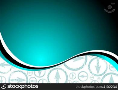 Abstract blue background with flowing lines and arrow elements