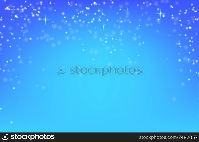 Abstract blue background with glowing particles. Vector background of falling snow. Stock vector illustration