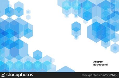Abstract blue background with hexagons and copyspace. Hexagonal abstract background