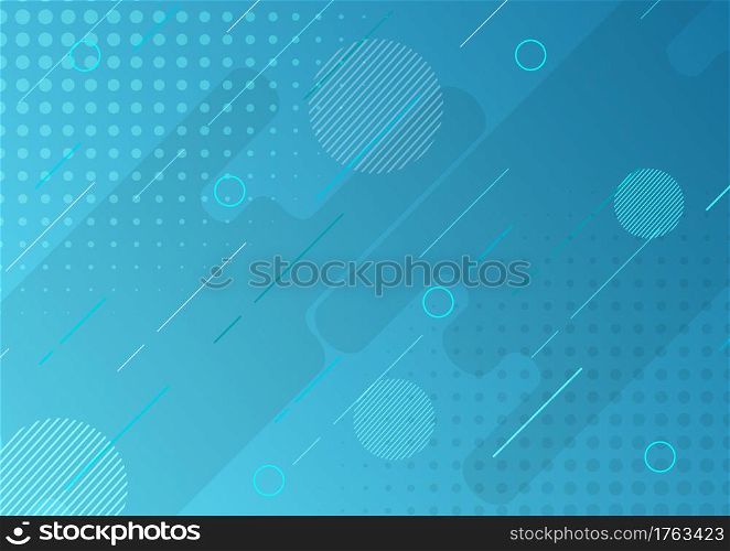 Abstract blue background with rounded shape line diagonal pattern and decoration halftone. Vector illustration