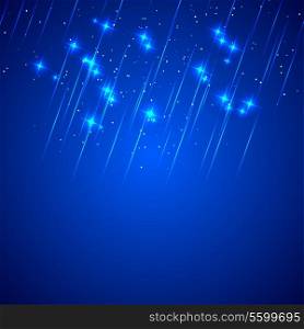 Abstract blue background with shooting stars. Fireworks. Vector illustrations