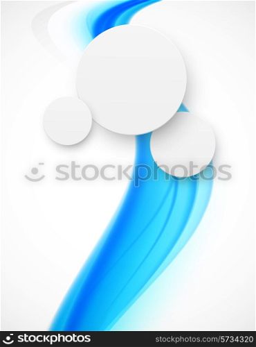 Abstract blue background with waves and circles.