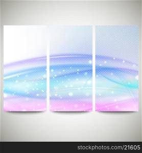 Abstract blue banners set, wave vector design.
