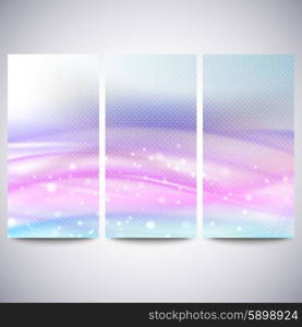 Abstract blue banners set, wave vector design.