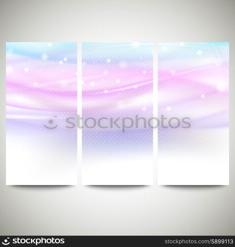 Abstract blue banners set, wave vector design.