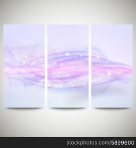 Abstract blue banners set, wave vector design.