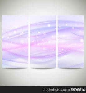 Abstract blue banners set, wave vector design.