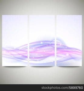 Abstract blue banners set, wave vector design.