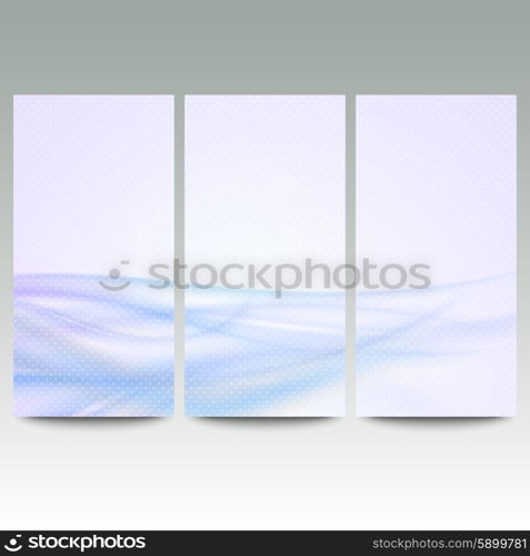 Abstract blue banners set, wave vector design.