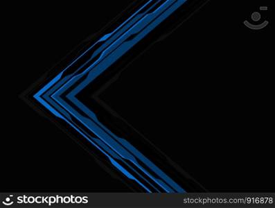 Abstract blue black arrow circuit on grey blank space design modern futuristic technology background vector illustration.