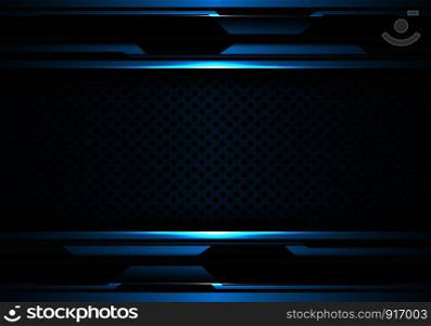 Abstract blue black futuristic with metal circle mesh pattern design modern futuristic technology background vector illustration.
