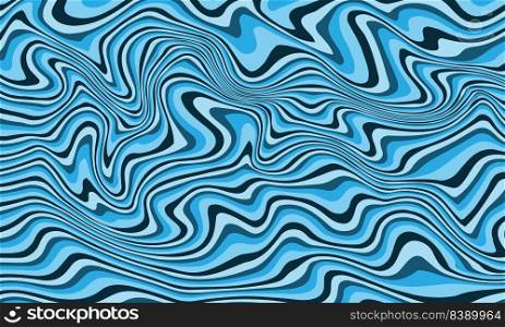 Abstract blue black lines liquid wave smooth background vector illustration.
