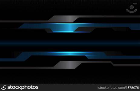 Abstract blue black metallic cyber geometric with blank space design modern technology futuristic background vector illustration.