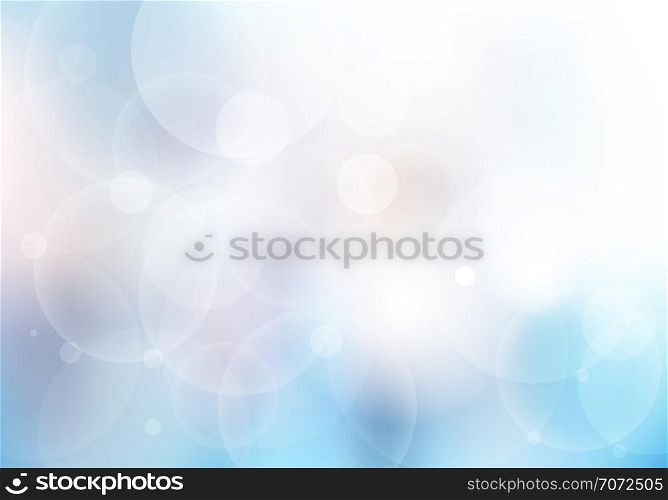 Abstract blue blurred beautiful background with bokeh lights. Vector illustration