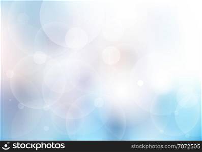 Abstract blue blurred beautiful background with bokeh lights. Vector illustration