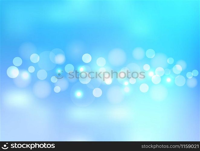 Abstract blue blurred lights bokeh background. Vector illustration