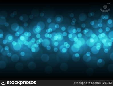 Abstract blue bokeh light on black night background vector illustration.