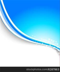 Abstract blue brochure background with wavy lines