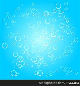Abstract blue bubbles background, vector illustration