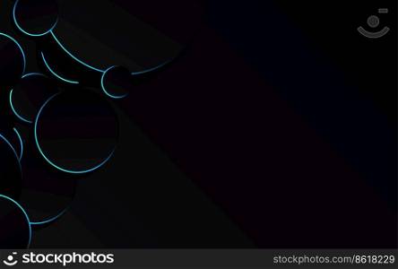 Abstract Blue Circle on black background technology Vector Illustration
