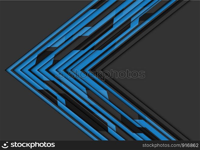 Abstract blue circuit line arrow direction on grey blank space design modern futuristic technology background vector illustration.