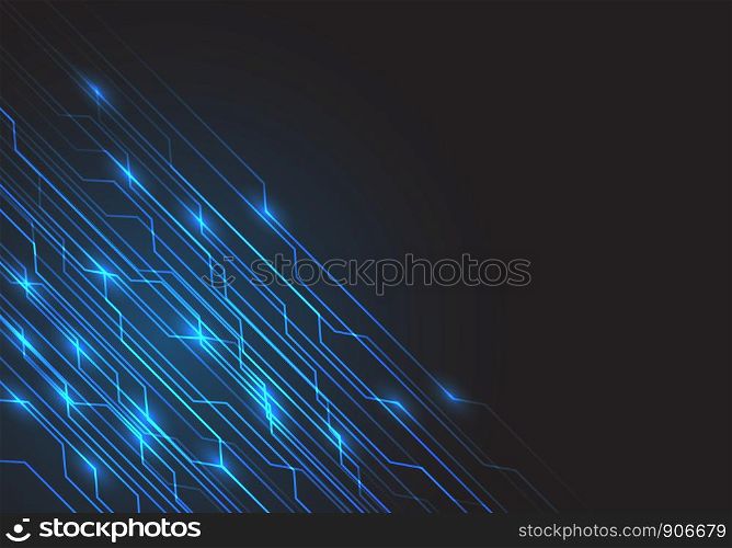 Abstract blue circuit line light energy on black design modern futuristic background vector illustration.