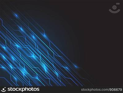 Abstract blue circuit line light energy on black design modern futuristic background vector illustration.