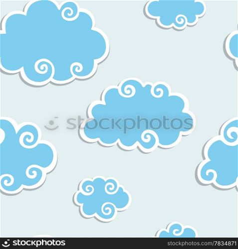 Abstract Blue Clouds seamless background. Vector pattern.