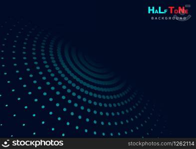 Abstract blue color halftone on dark blue background. Vector illustration