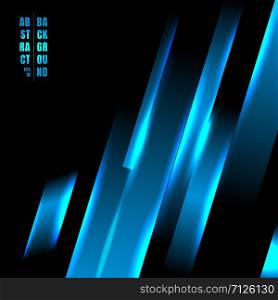 Abstract blue color light oblique line technology concept on black background. Vector illustration