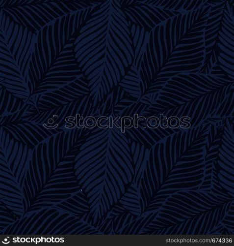 Abstract blue colors jungle print. Exotic plant. Tropical pattern, palm leaves seamless vector floral background.. Abstract blue colors jungle print. Exotic plant. Tropical pattern, .