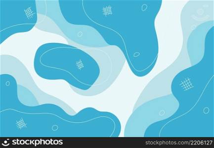 Abstract blue doodles design artwork decorative style. Minimal template of blue light sea background. Illustration vector