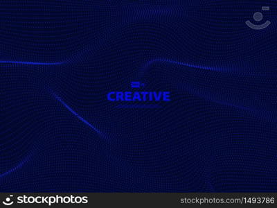 Abstract blue dots particles of technology wavy design background. Use for poster, template, artwork, ad, print. illustration vector eps10