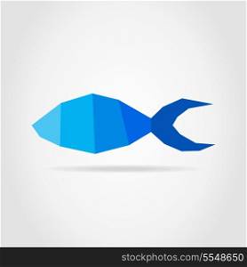 Abstract blue fish made of rectangles on a grey background