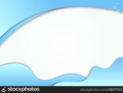 Abstract blue fluid shape with curved header on white background with space for your text. Vector illustration