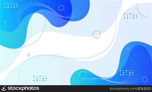 Abstract blue fluid shapes and wavy line Vector Image