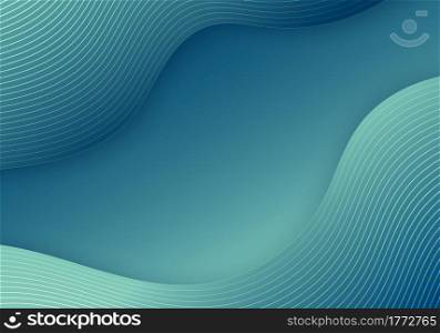 Abstract blue fluid wave gradient shape and lines template background. Vector illustration