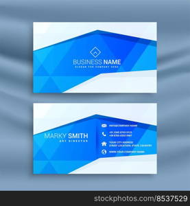 abstract blue geometric business card design