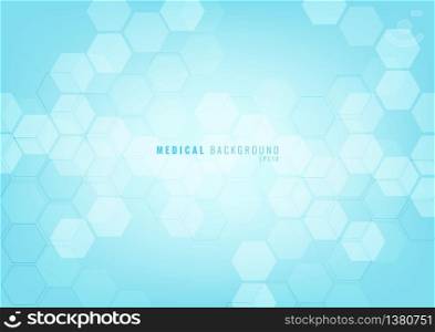 Abstract blue geometric hexagons shape pattern medicine and science concept background. Vector illustration