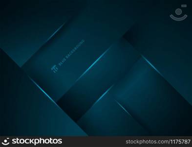 Abstract blue geometric overlap layer background with lighting. Vector illustration