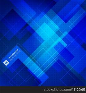 Abstract blue geometric square overlay background and texture. Technology science concept. Vector illustration