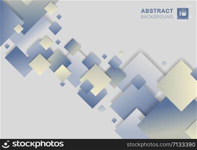 Abstract blue geometric squares overlapping on gray background technology concept. Vector illustration