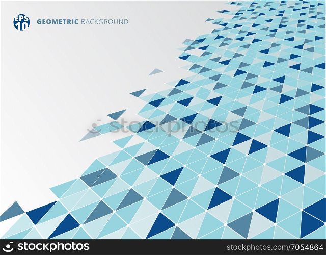 Abstract blue geometric triangle structure perspective background. Vector illustration