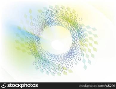 Abstract blue geometrical round structure with light effects