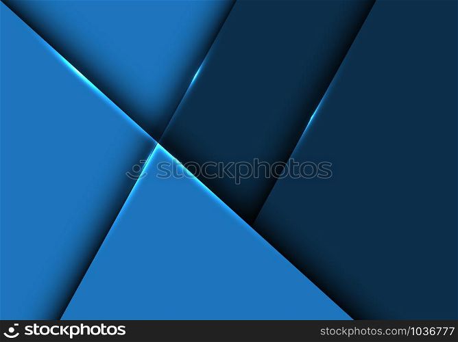 Abstract blue glossy metallic geometric overlap design modern futuristic background vector illustration.