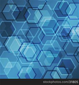 Abstract blue gradient background with hexagon, stock vector